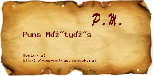 Puns Mátyás névjegykártya